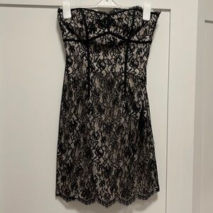 Lace strapless mini dress